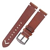 HFERHT Handmade Leather Watch Strap Yellow Green Oil Wax Cowhide Watchband Compatible With Smart Watch Belt 18mm 20mm 22mm 24mm