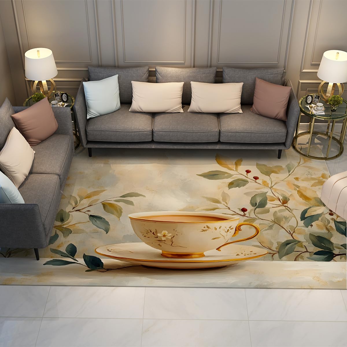 Tapis vintage en tasse à thé pour créer un cocon chaleureux et rétro