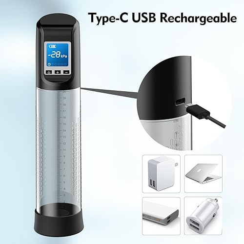 Miniatura 5 de Bomba de vacío eléctrica para pene masculino, bomba de extensión de ampliación de pene con 6 modos de succión, bomba de pene erecciones más grandes