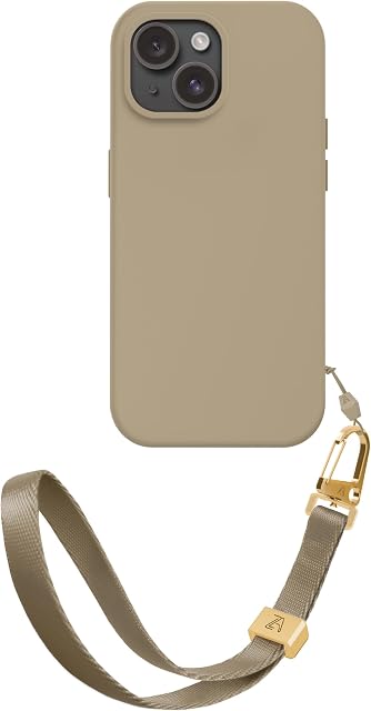ZhinkArts - Pasek na rękę z etui na telefon komórkowy kompatybilny z iPhone 13 Pro - łańcuszek na telefon komórkowy do zawieszenia - zdejmowany pasek/sznurek - przezroczysty - taupe - beżowy