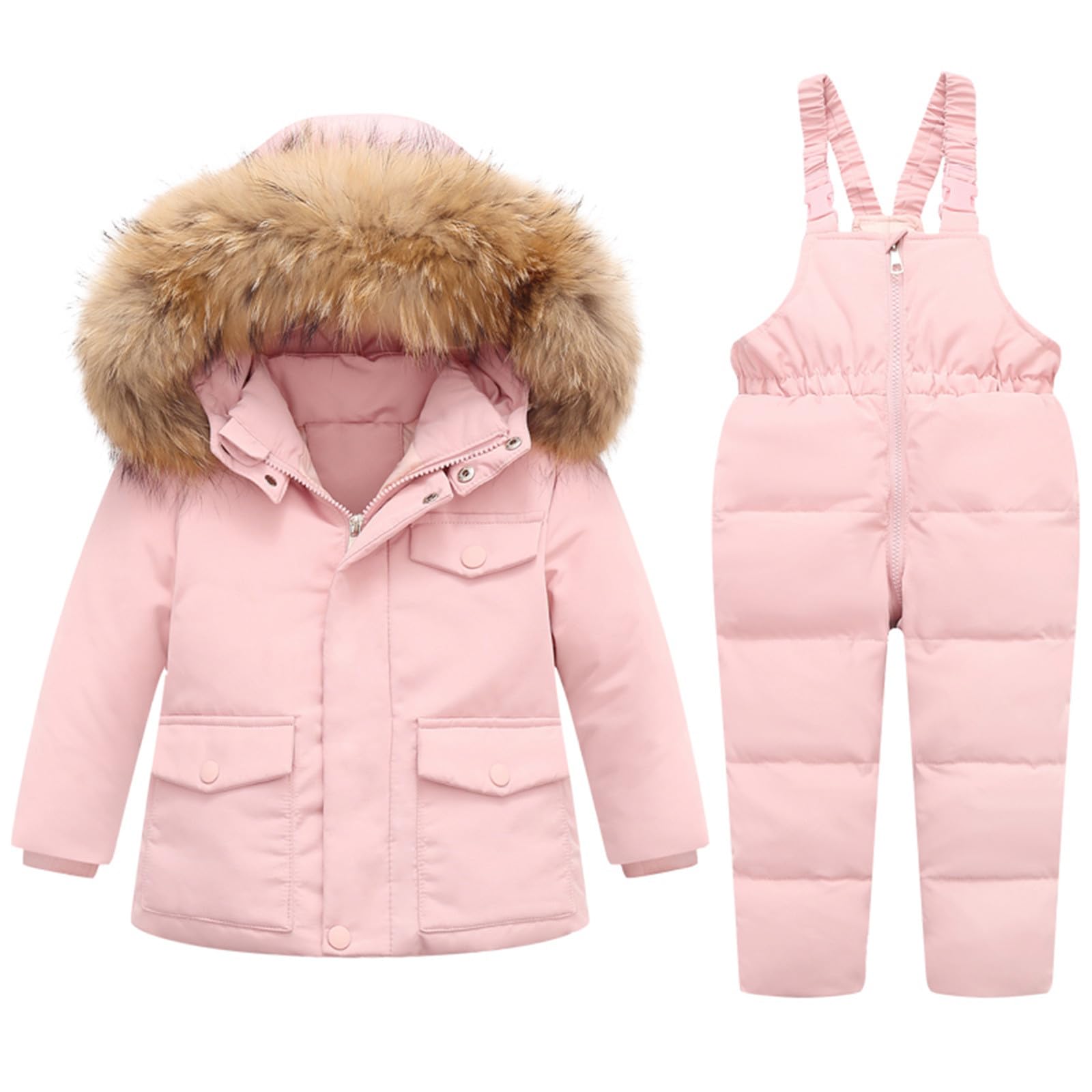 Combinaison de Ski Enfant Fille Combinaison de Ski ado Ensembles de Neige Doudoune à Capuche Ensemble 2pcs Veste de Ski + Salopette Pantalon Enfants Garçons Vêtements Fille 1-6 Ans Noel