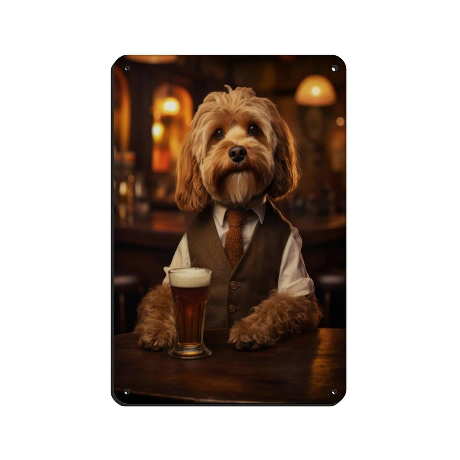 Bncedjk Style Cockapoo Gentleman In Pub Tin Sign Vintage Metal Pub Club Cafe Bar Home Wall Art Decoration Poster Retro 8X12inch(20X30cm)