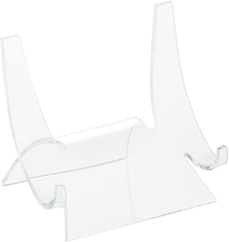Plymor Caballete acrílico transparente de doble cucharada, 3.5 pulgadas de alto x 3.875 pulgadas de ancho x 3.125 pulgadas de profundidad