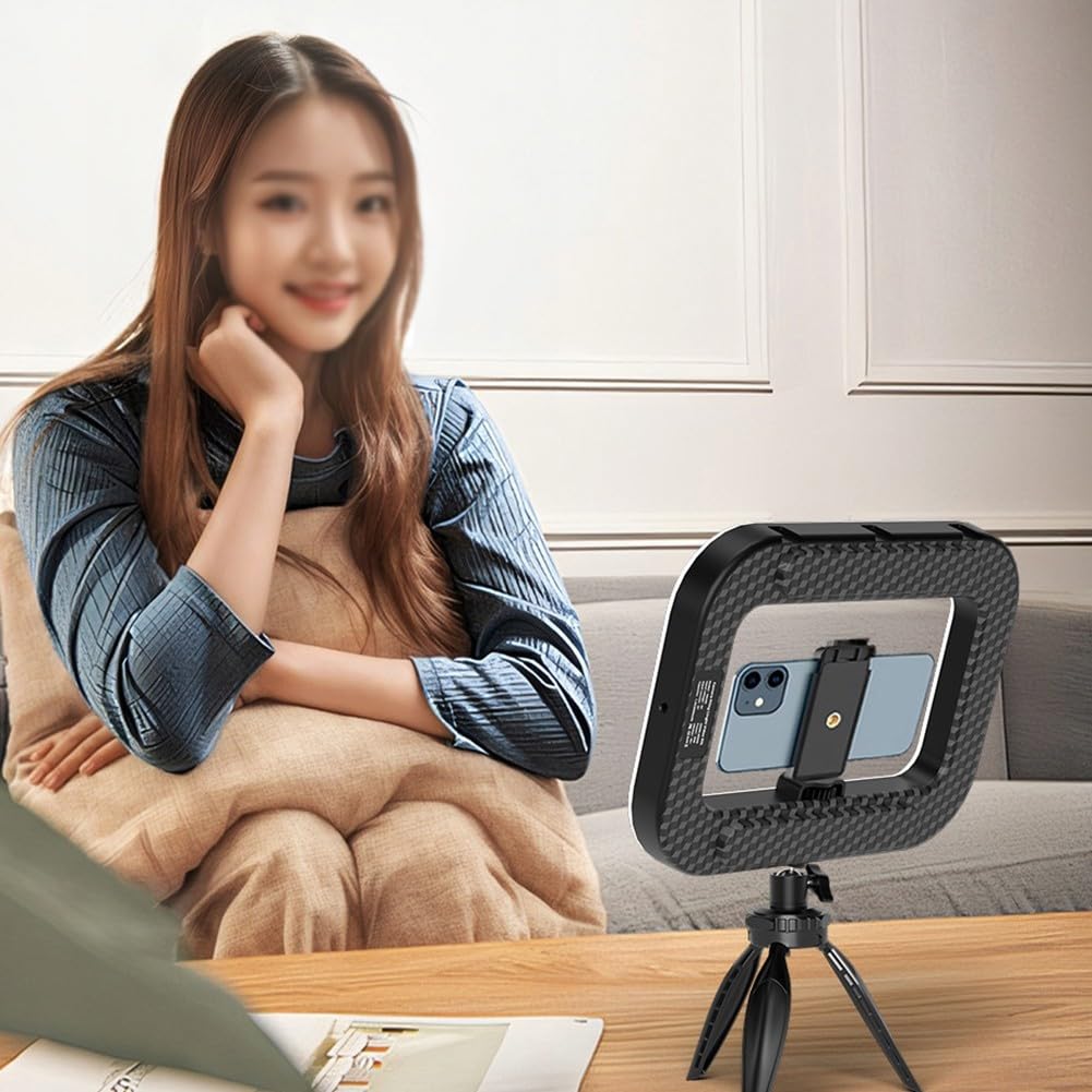 Luce ad anello portatile con batteria ricaricabile da 6600 mAh regolabile Bicolor LED Luce di riempimento Fotografia-Illuminazione per Smartphone Video