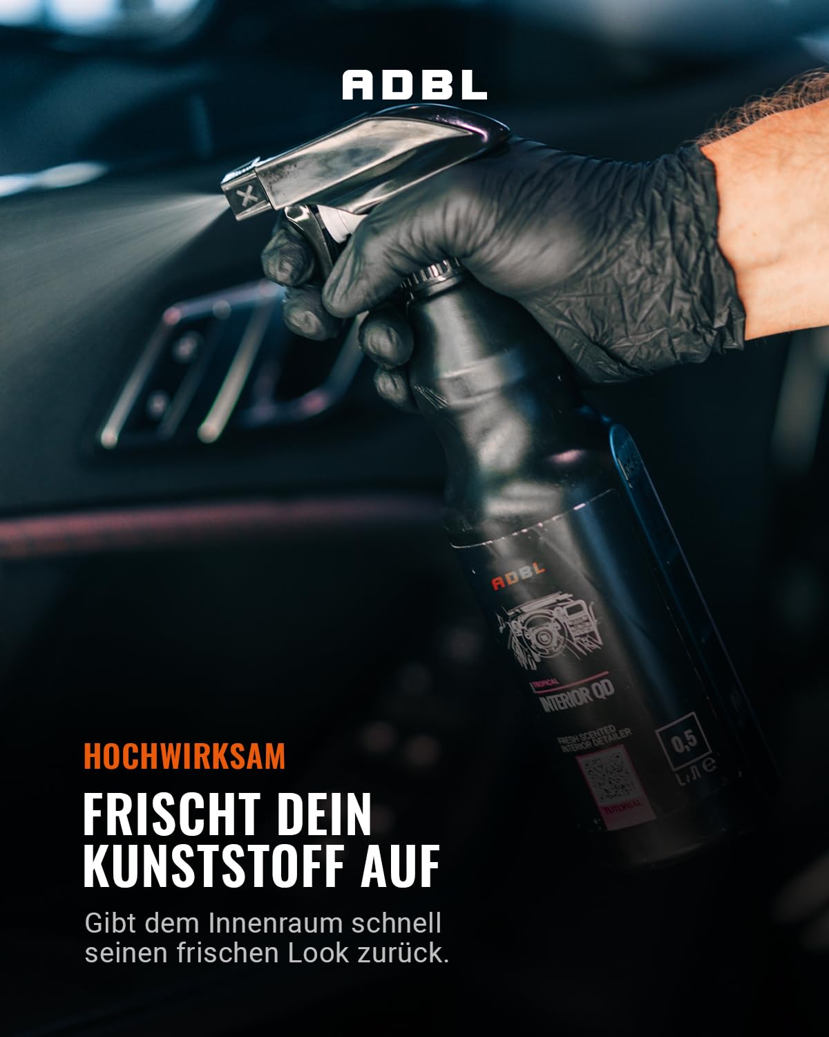 ADBL Interior QD (5 l) – detektor do wnętrz o świeżym zapachu – czyści i chroni – antystatyczny z ochroną UV – do wszystkich powierzchni wewnętrznych – Quick Detailer do wnętrza pojazdu