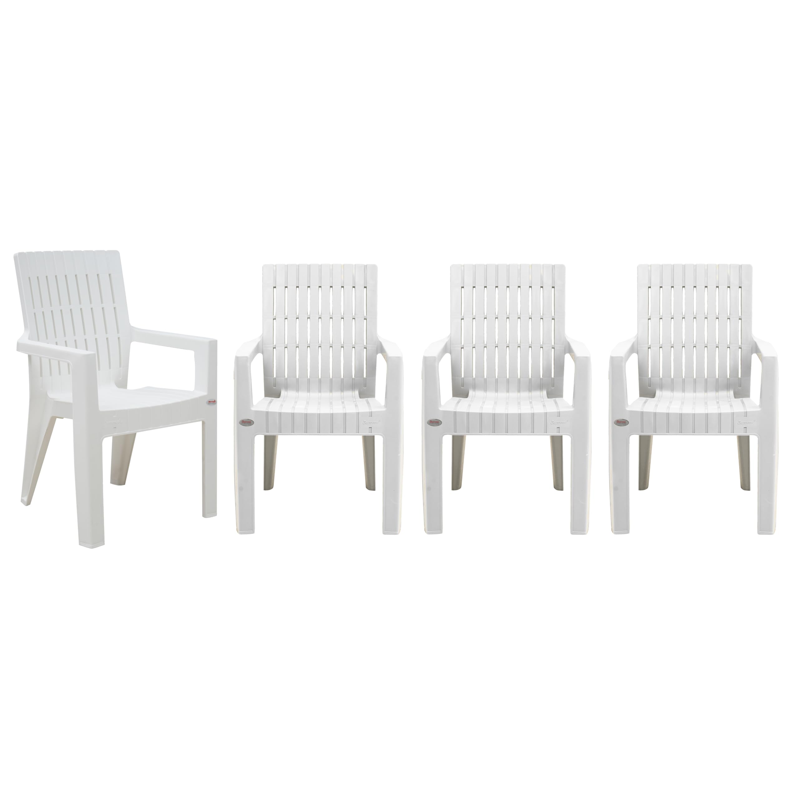 Oaknest Supreme Olympia High Back Polypropylene Plastic Arm Chair for Home, Living Room, Garden & Office | Comfortable Matte Finish Chair with Armrest | (Milky White, Set of 4) discount deal