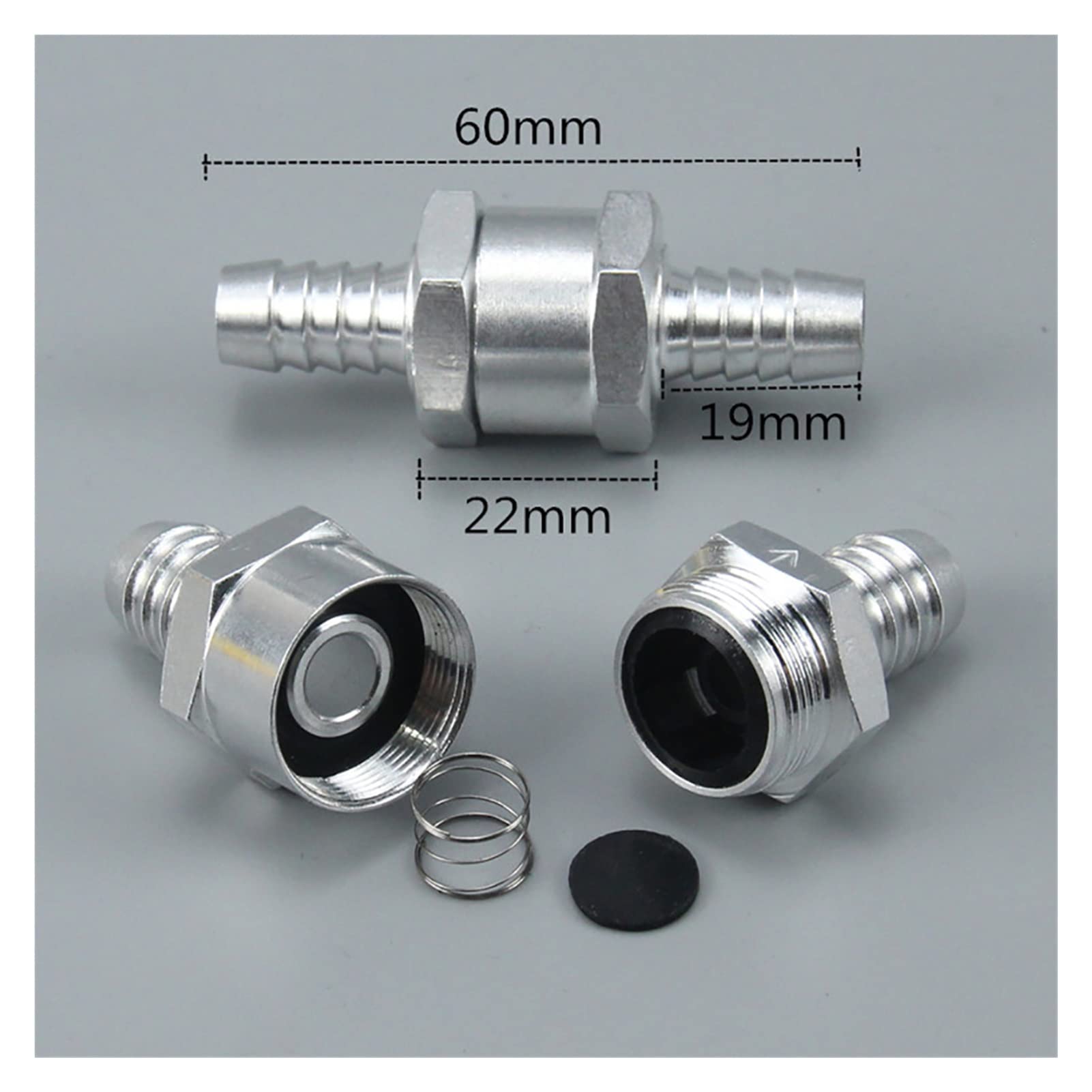2 stuks brandstof terugslagklep 6mm, terugslagklep dieselleiding, terugslagklep benzine, met 6 stuks veerklem, voor auto carburateur lagedruksysteem