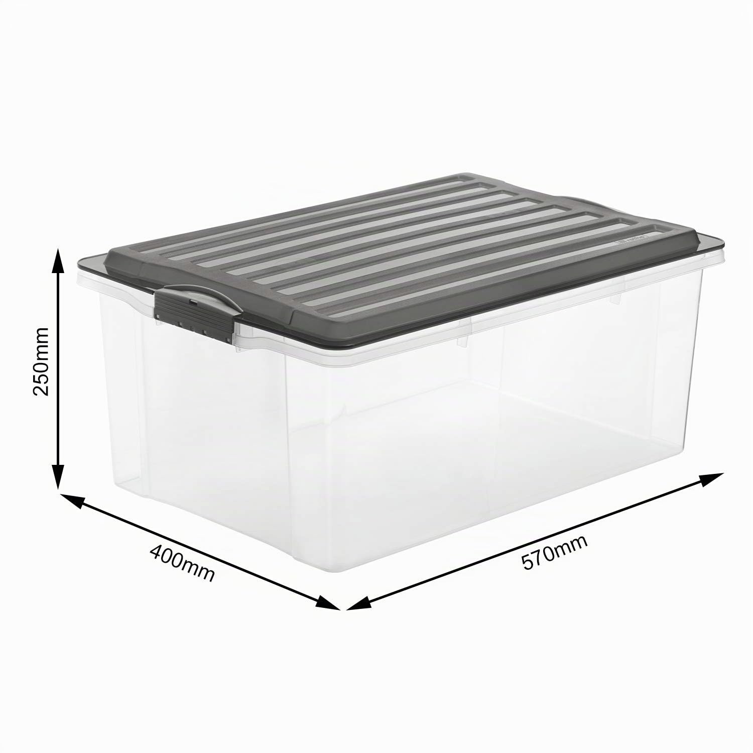 Rotho Compact Set di 3 Scatole con Coperchio, Plastica (PP) senza BPA, Grigio (Antracite)/Trasparente, 3 x A3/38 L, 57.5 x 40.0 x 25.0 cm