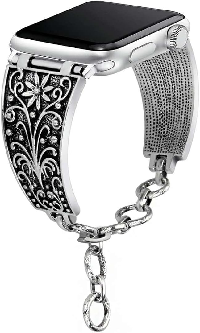 somoder Bling Bands Compatible with Apple Watch Band 38mm 40mm, Vintage Chain Jewelry Bracelet with Rhinestone Replacement for Iwatch Series 5/4/3/2/1, Adjustable 5.5" - 8.1"