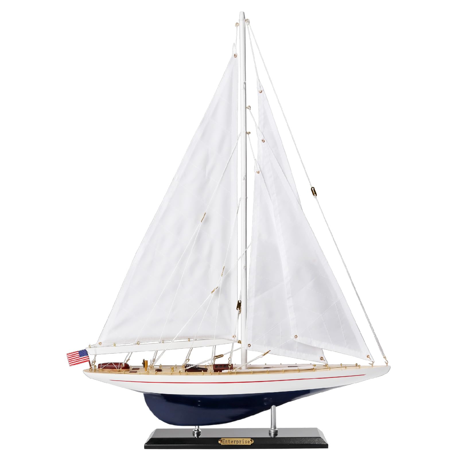 Drewniana żaglówka żaglówka jacht model 71 cm Endeavour Enterprise Scale Replika żeglarska dekoracja firmowy spersonalizowany prezent (Enterprise 71 cm)