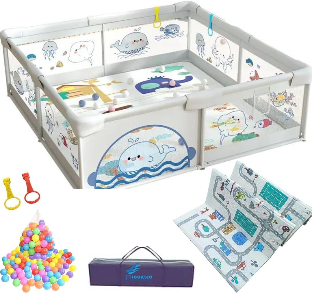 PICCASIO™Wide useful Baby Playpen, Versatile playpen for babies and