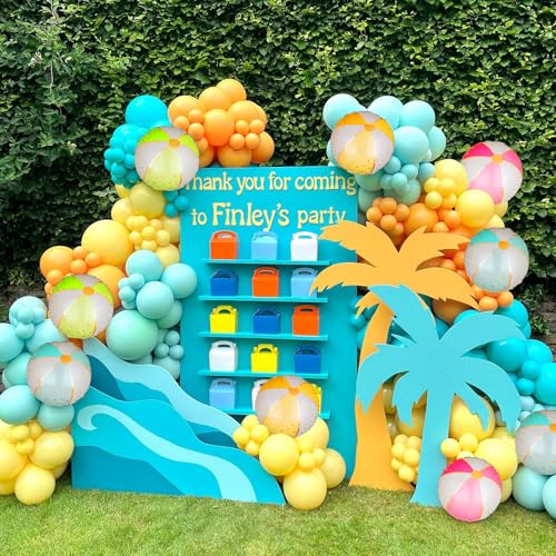 Image of Beach Balloons 18 Inch Mylar Beach Balloon Summer Swimming Hawaiian Luau Hawaii Beachs Pool Theme Birthday Party Decor Supplies 16 Pcs
