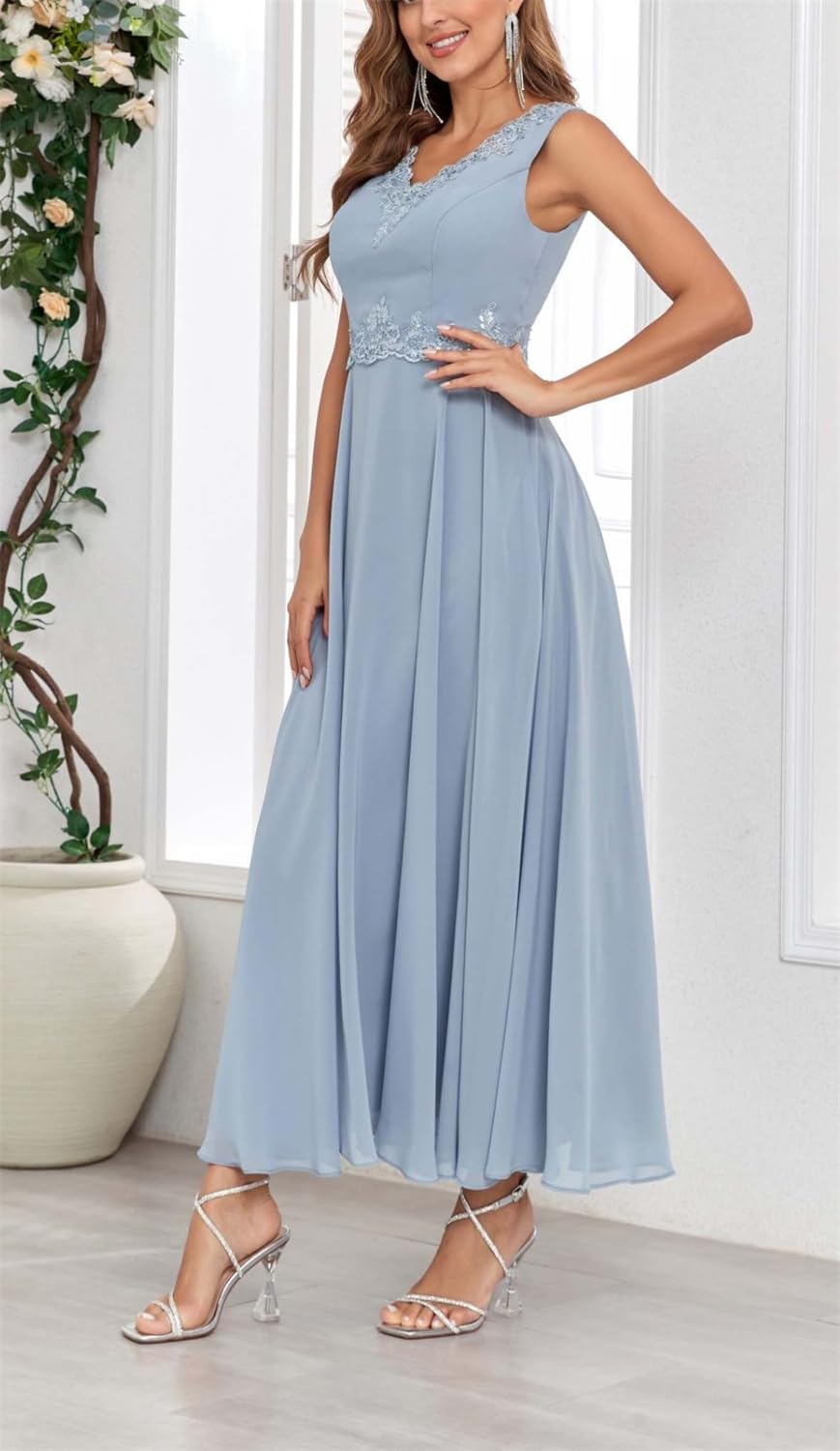 Robe longue mère de la mariée pour femme avec veste 2 pièces en mousseline de soie formelle robe d'invité de mariage