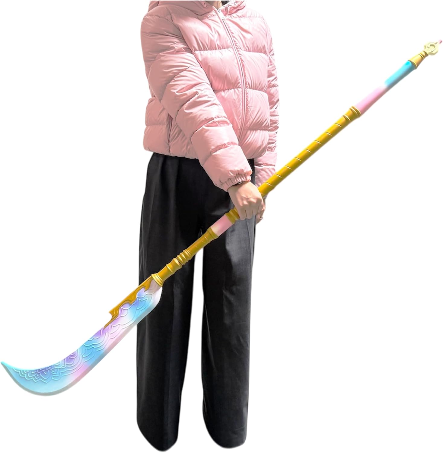Celestial Fantasy Foam Swords Collection – 60” Pole Naginata / 40” Sword / 3pcs Throwing Blades | Pastel PU Foam Cosplay Props for Halloween Costumes, Parties & Display