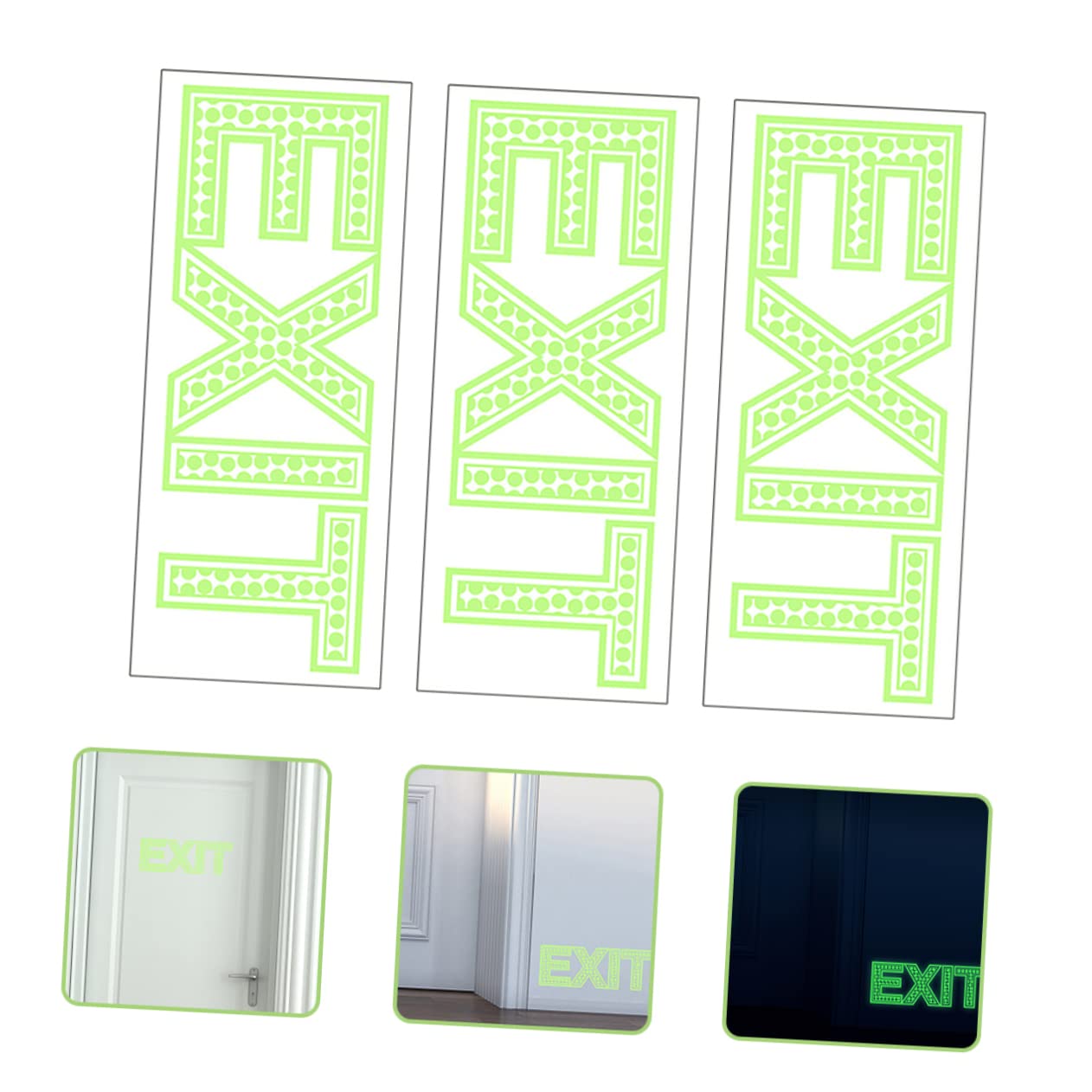 HOLIDYOYO Pack Emergency Exit Glow Sign Peel Stick Exit Glow Sticker for Safety Direction Indicator Sticker Floor Guide Hospital Mall Use