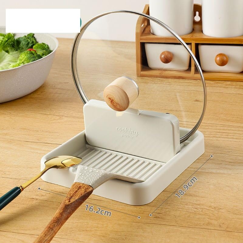 2 unidades de soporte para cucharas de cocina, soporte para cucharas con soporte para tapa, soporte para tapa de olla y cuchara, soporte multifuncional para utensilios de cocina