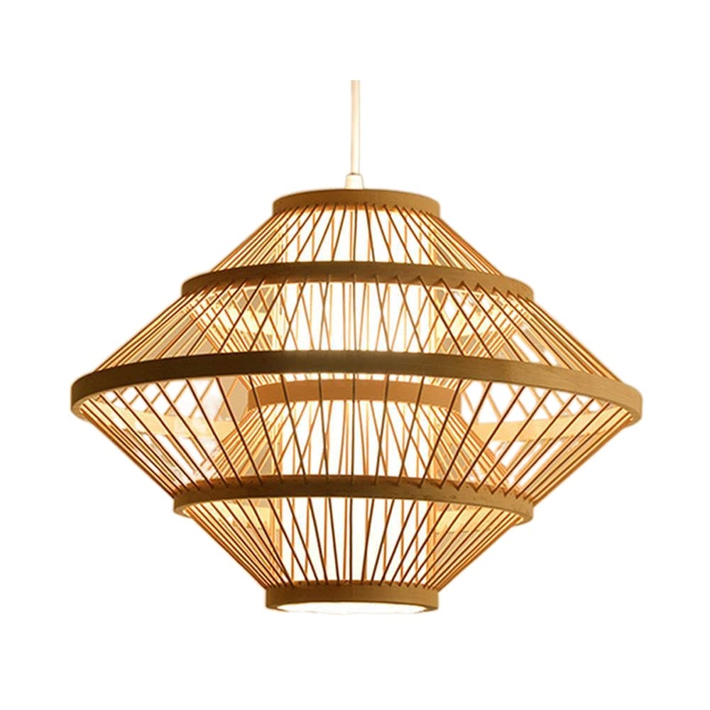 Lustre en bambou tressé main artisanat japonais E27