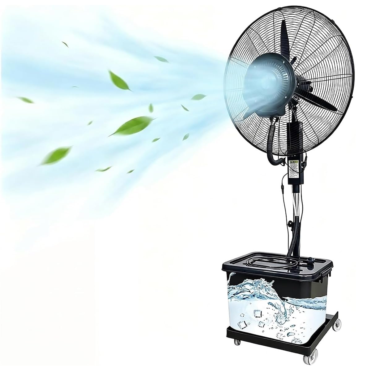 42L Ventilador de nebulización industrial, enfriamiento de 3 velocidades con oscilación de 90 °, altura ajustable para el patio, taller, invernadero, garaje, operación tranquila y movilidad fácil, uso