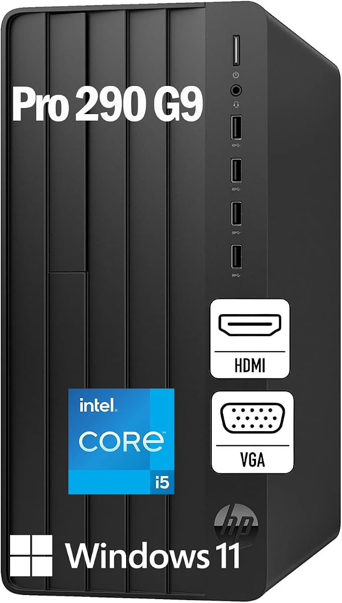 HP Pro Tower 290 G9 Business Desktop, Intel i5-12500, 16GB RAM 512GB SSD | CPU up to 4.6GHz, Wi-Fi 6, Bluetooth 5.3, Dual Monitor Support, Windows 11 Home, Carbon Black