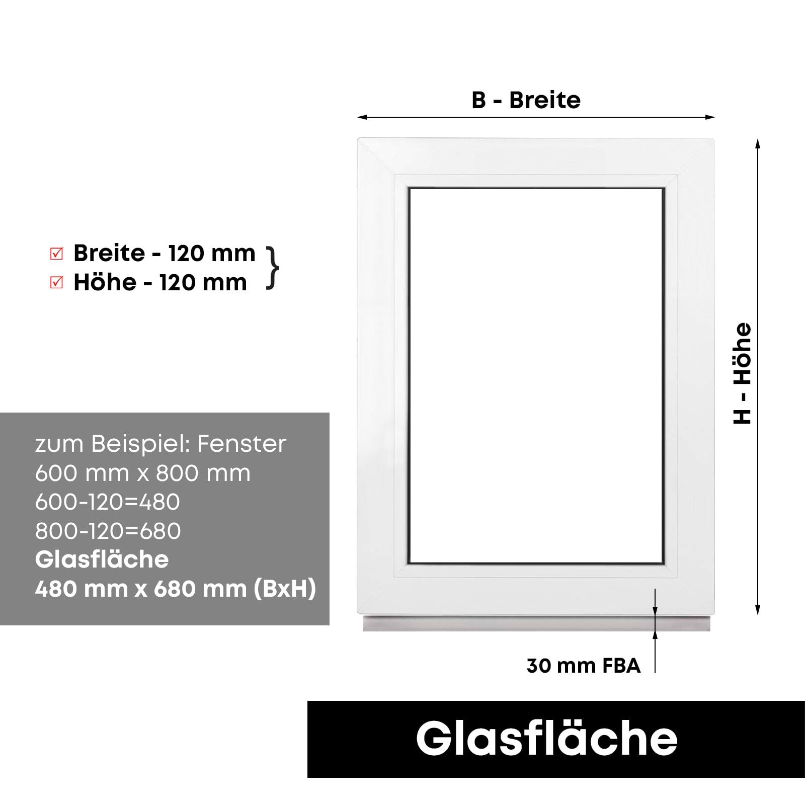 Ventana Fija de Plástic: Ventana Para Sótanos (Ancho x Alto: 75 x 80 cm), Ventana Blancas, Ventana de Doble Acristalamiento, Cristal Transparente (Ancho x Alto: 750 x 800 mm).