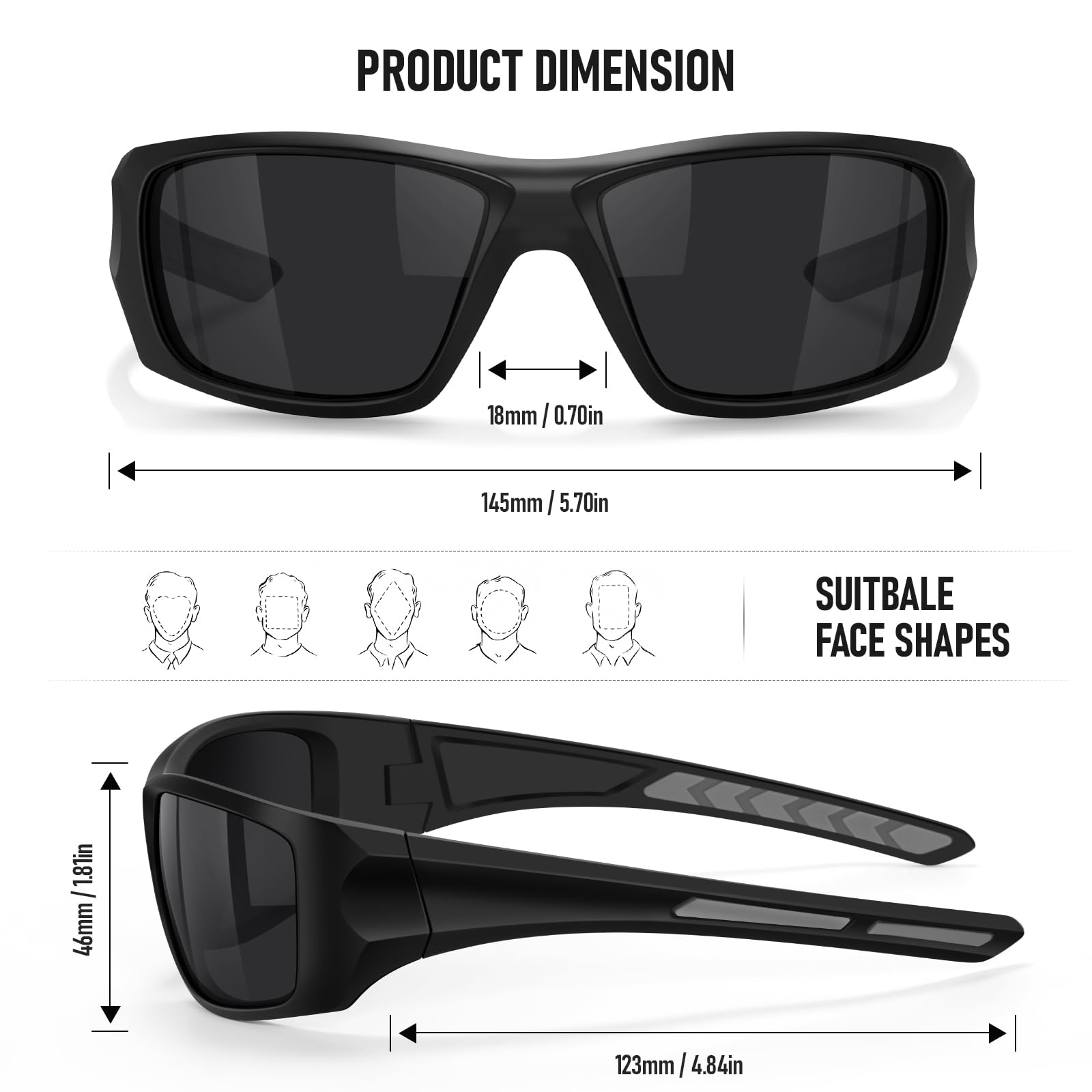 Gafas de sol polarizadas deportivas para hombre, UV400, envolventes, para pesca, conducción, correr, ciclismo, golf