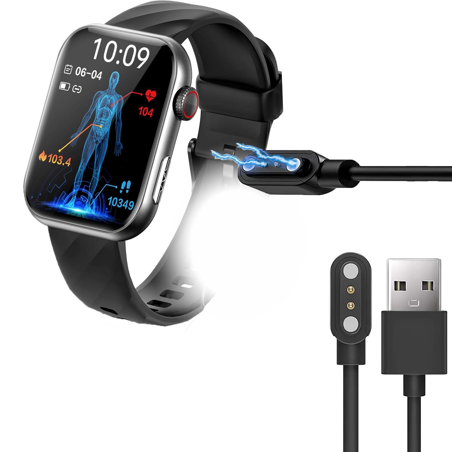 Blueshaweu Cavo di ricarica compatibile con Marsyu 1,96 pollici ECG Smartwatch NX13, cavo caricatore stazione di ricarica per Marsyu NX13 Smartwatch (bianco Blueshaweu Cavo di ricarica compatibile con Marsyu 1,96 pollici ECG Smartwatch NX13, cavo caricatore stazione di ricarica per Marsyu NX13 Smartwatch (bianco