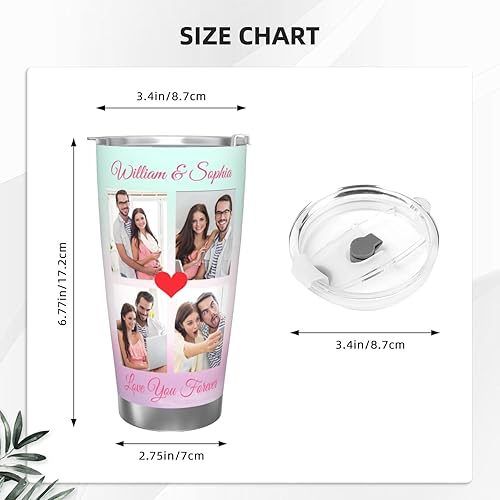 Miniatura 4 de Taza de café personalizada con tapa de foto de 20 onzas, regalos personalizados para el día de San Valentín, Día de la Madre, cumpleaños para