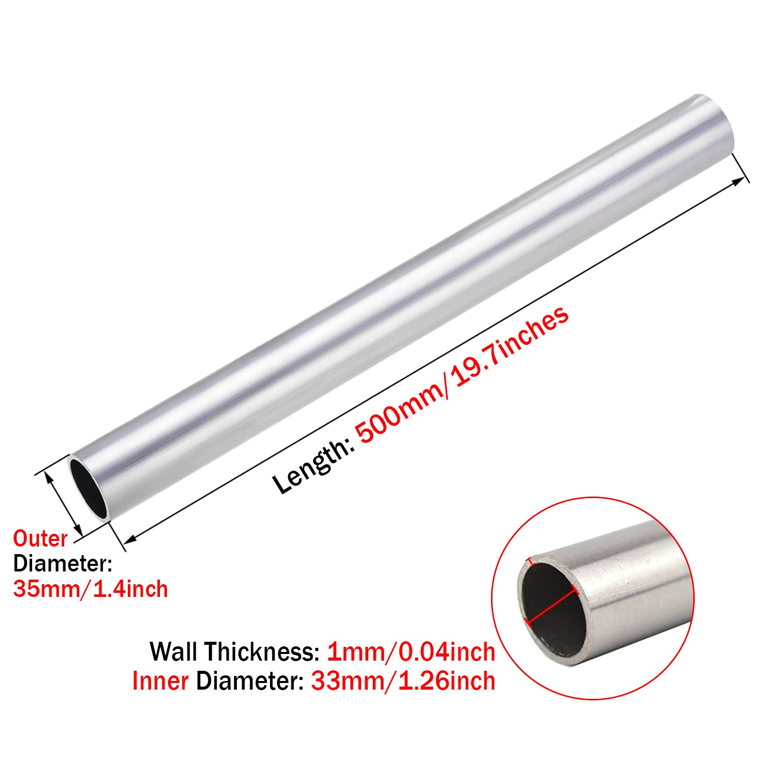 TA2 Titanrohr 500 Mm – Außen-Ø 35 Mm, Wandstär Produktbild-Vorschau 1