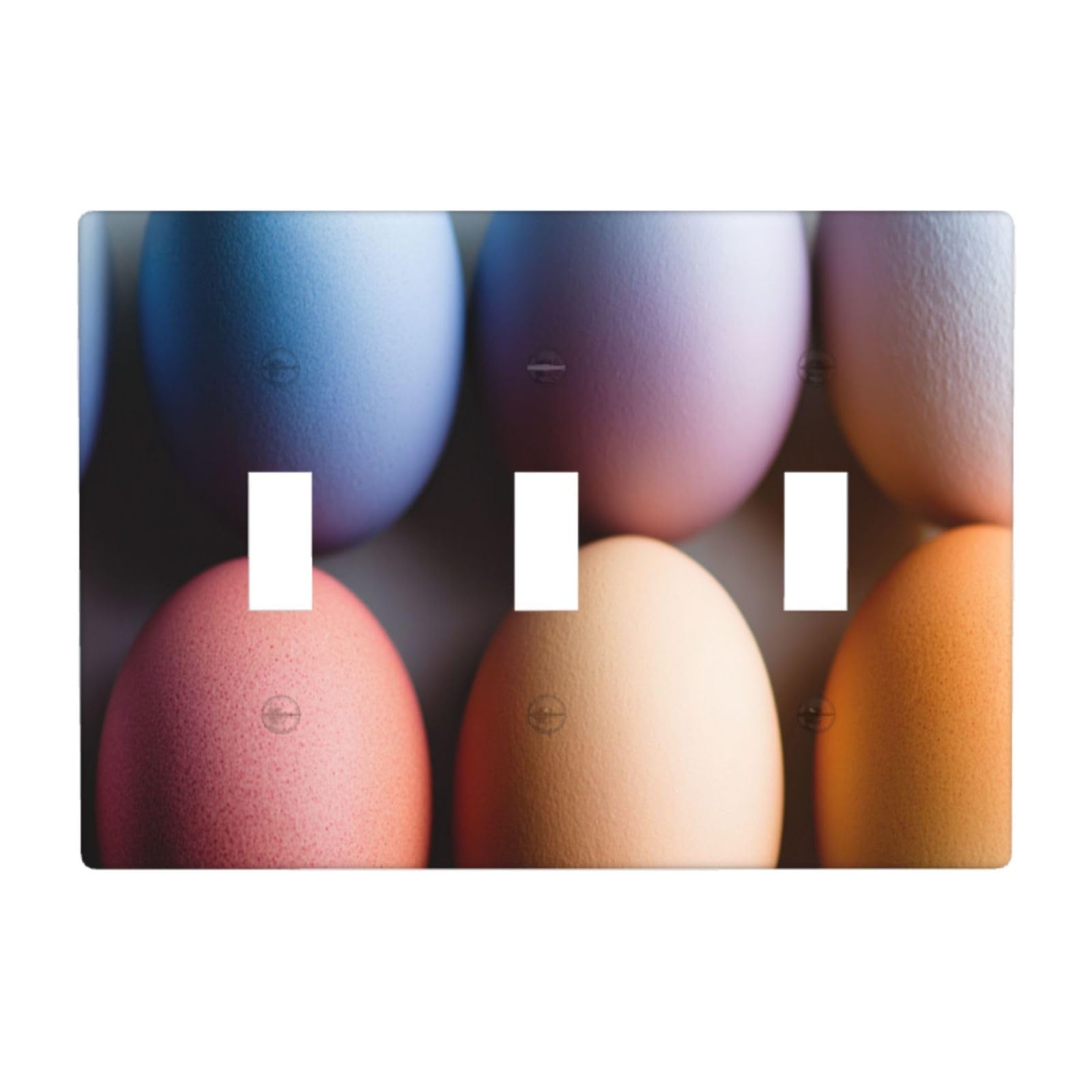 Soft Colored Easter Eggs Light Switch Covers 3 Gang Triple Toggle Wall Plate Switchplate Electrical Faceplate for Bathroom Kitchen Bedroom Decor