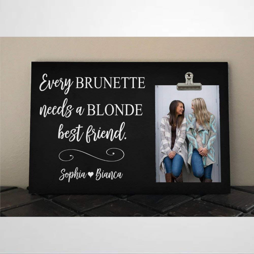 BYRON HOYLE Wooden Sign Best Friend Every Brunette Needs A Blonde Best Friend BFF Bridesmaid Gift Photo Frame Sister Eb01 Wall Hanger Photo Clip Frame Wood Plaque Wall A
