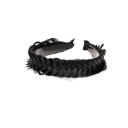Miniatura 8 de vowyore Banda ancha trenzada para el cabello, accesorios para el cabello, banda elástica antideslizante para mujeres y niñas