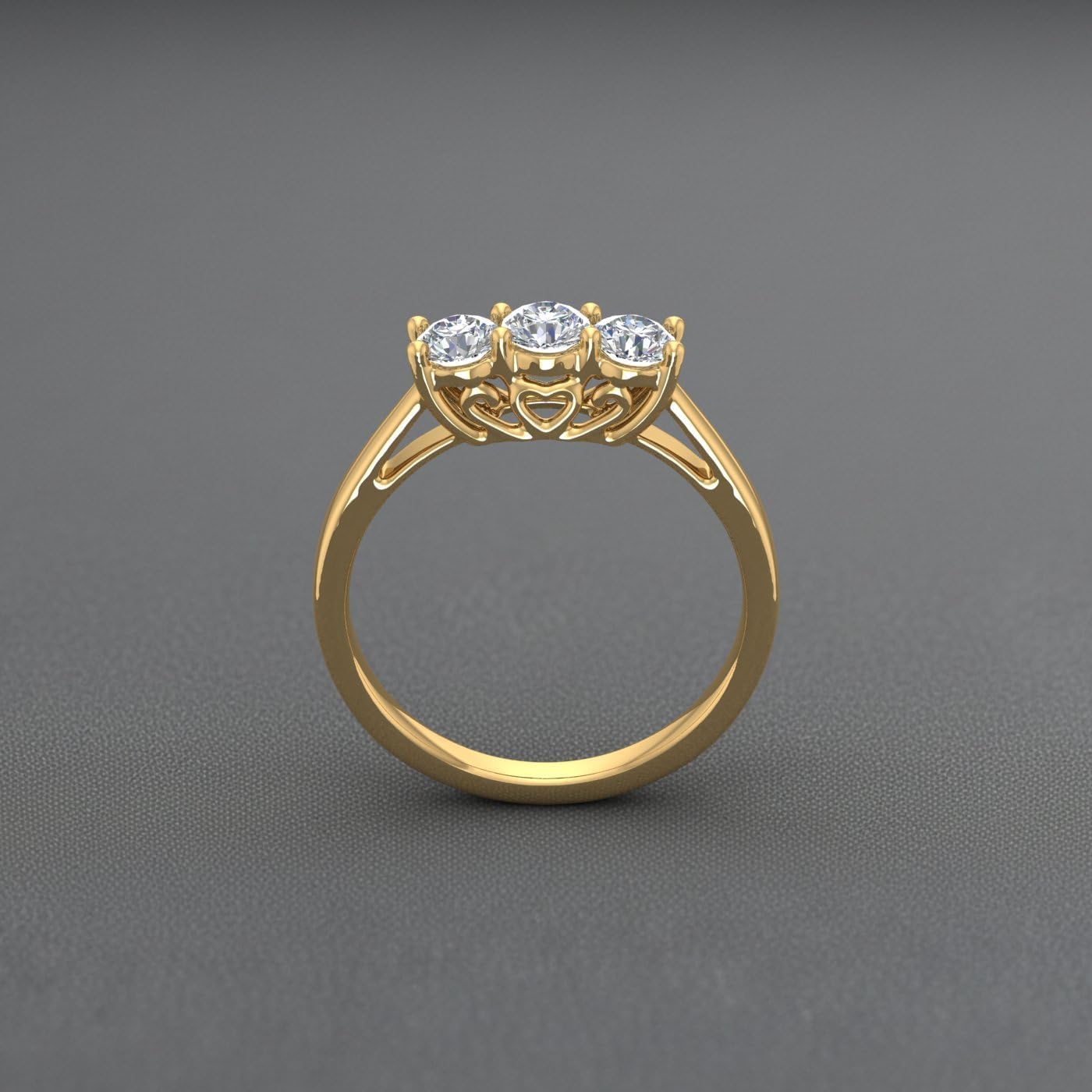 3/4 Carat 3-Stone Diamond Engagement Ring Band in 14K Gold