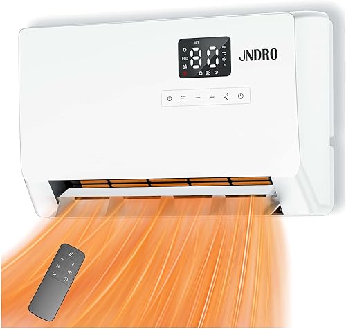 Calentador de espacio montado en la pared con termostato ECO y control remoto, pantalla LED, modos de oscilación de 6090120, temporizador de 24