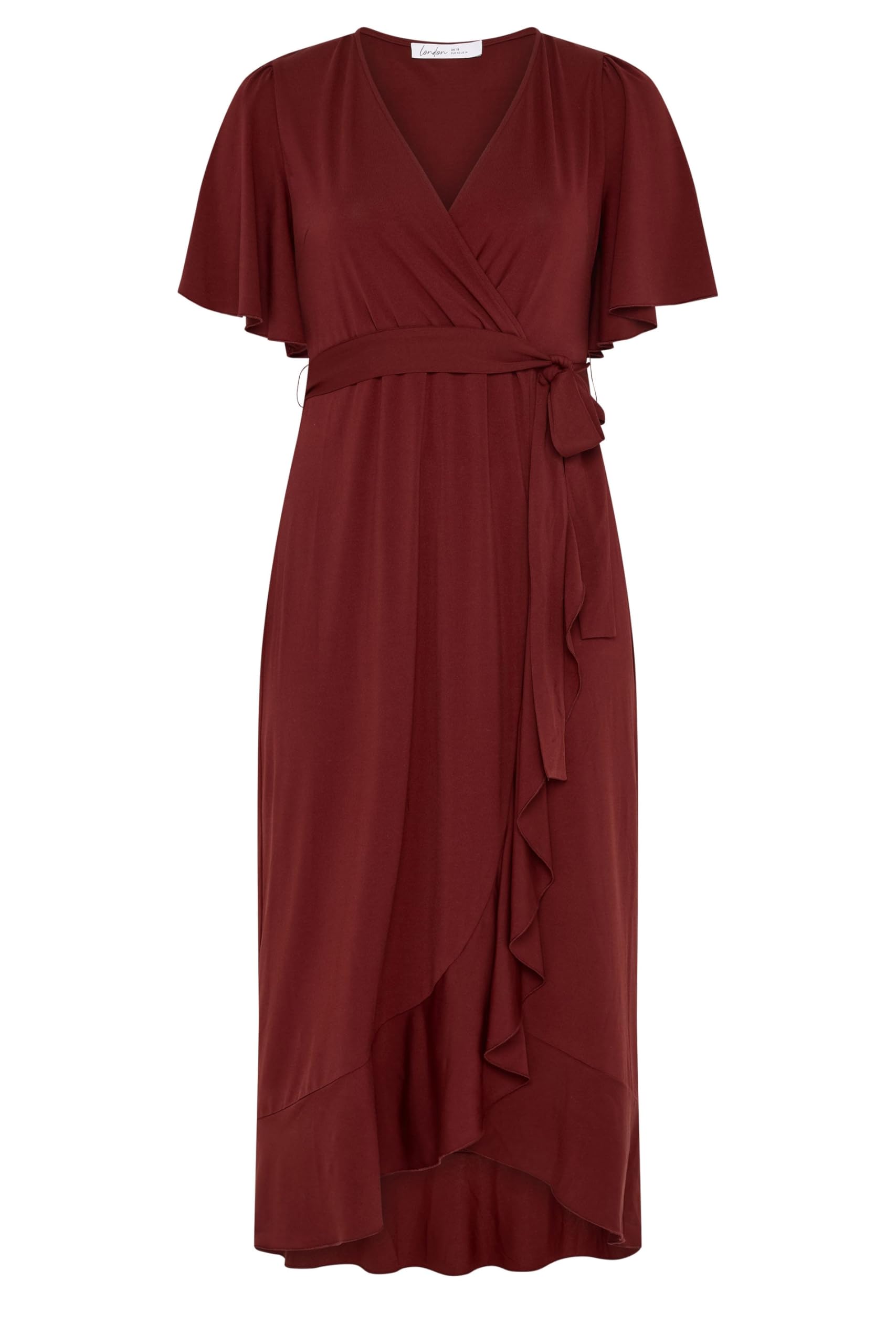 Yours London Curve Red Ruffle Hem Wrap Dress - Women's - Plus Size Curve