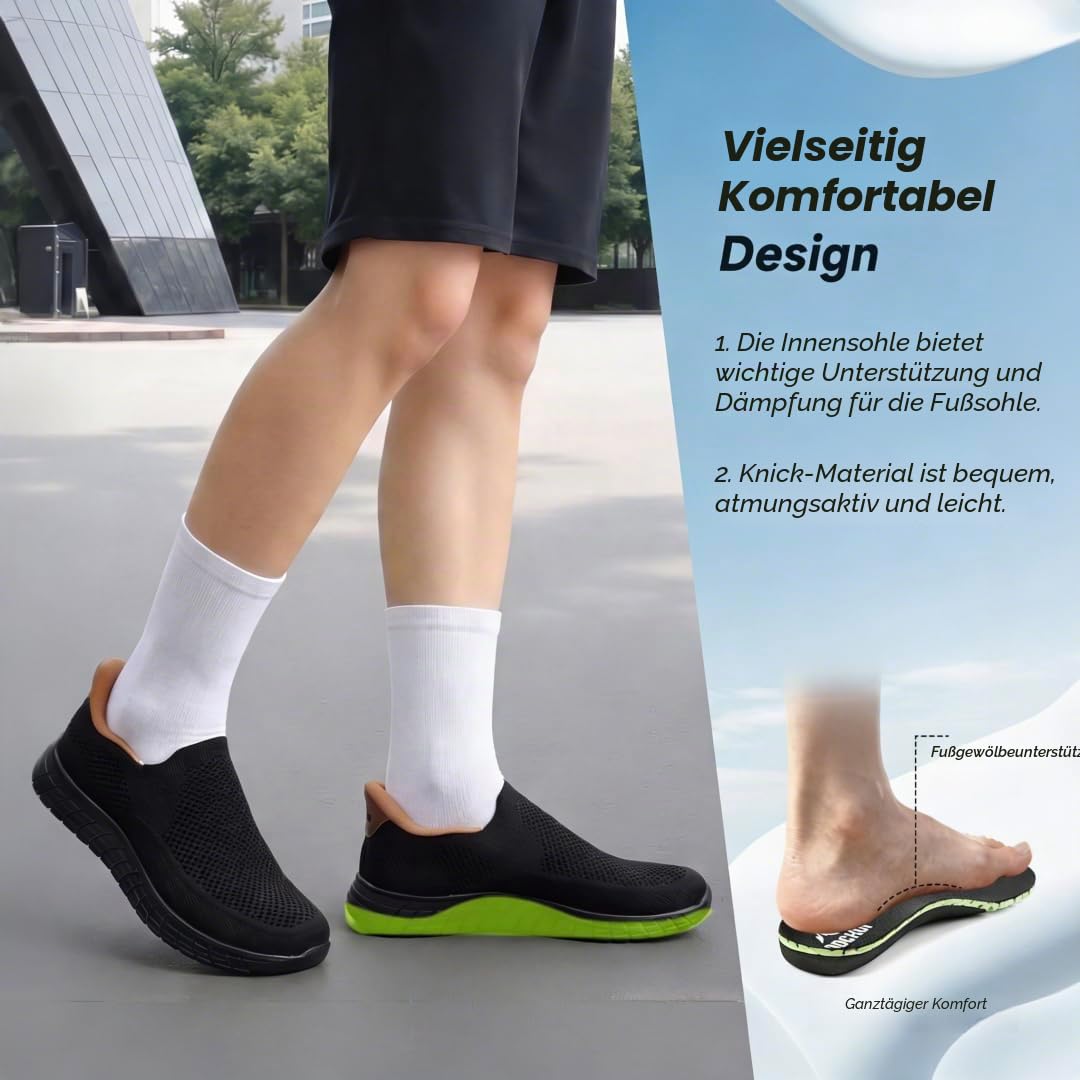 ODCKOI Slip On Sneaker Herren Fußgewölbestütze Orthopädische Schuhe | Leichte atmungsaktive Meshschuhe Mit Zehenbox Nullabsatz Sohlen Walkingschuhe für Alltag, Arbeit, Büro und langes Stehen