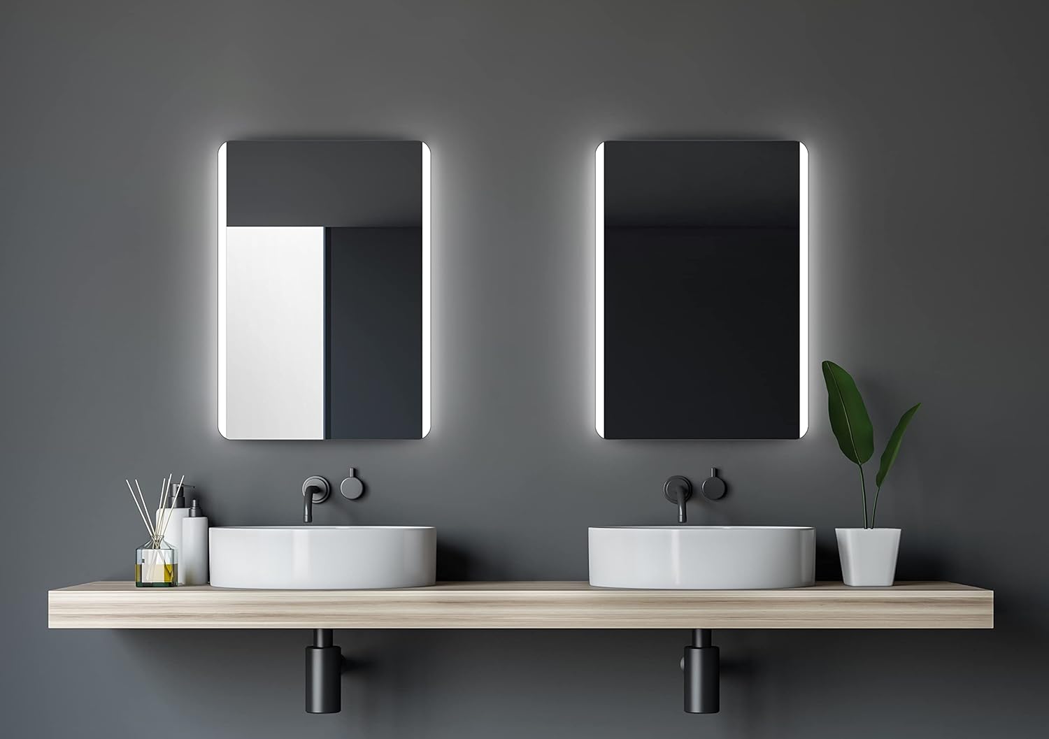 Talos LED Mirror, Aluminum, Silver, 50 x 70 cm