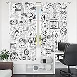 Cinbloo Kids Video Games Curtains Gaming Racing Rod Pocket Gamer Decor for Teen Boys Bedroom Black W