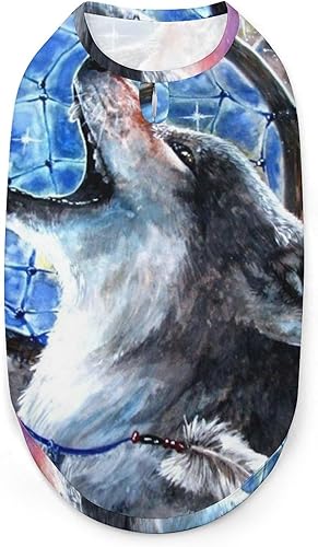 Camiseta sin mangas para perro de lobo nativo americano, lindo chaleco sin mangas para cachorros, gatos, M