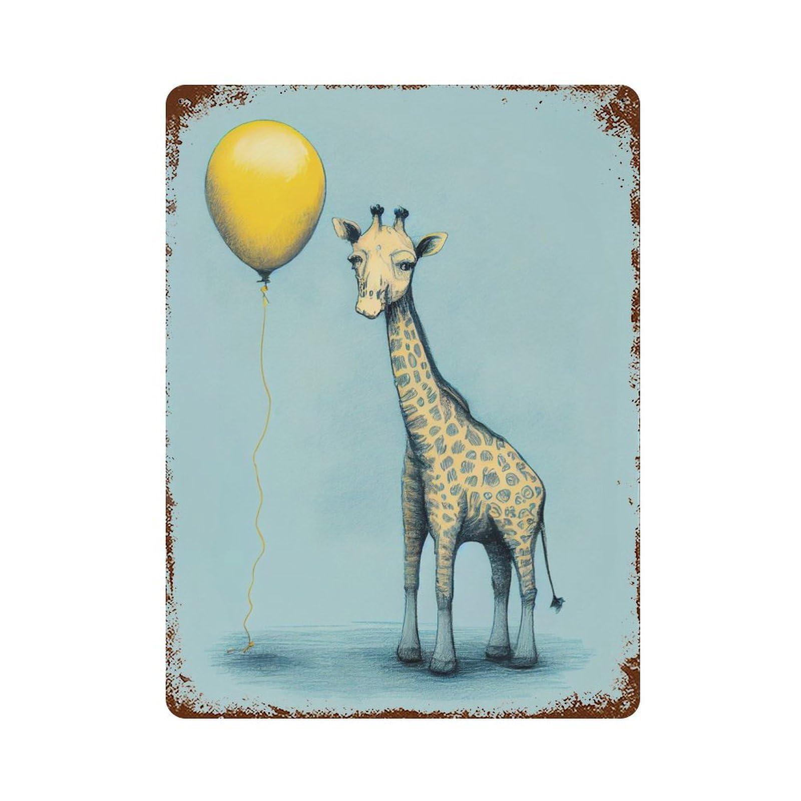 Garage Style Giraffe Balloon Vintage Rust Metal Sign 15.7"x11.8", Rustic Home Decor for Bar And Workshop