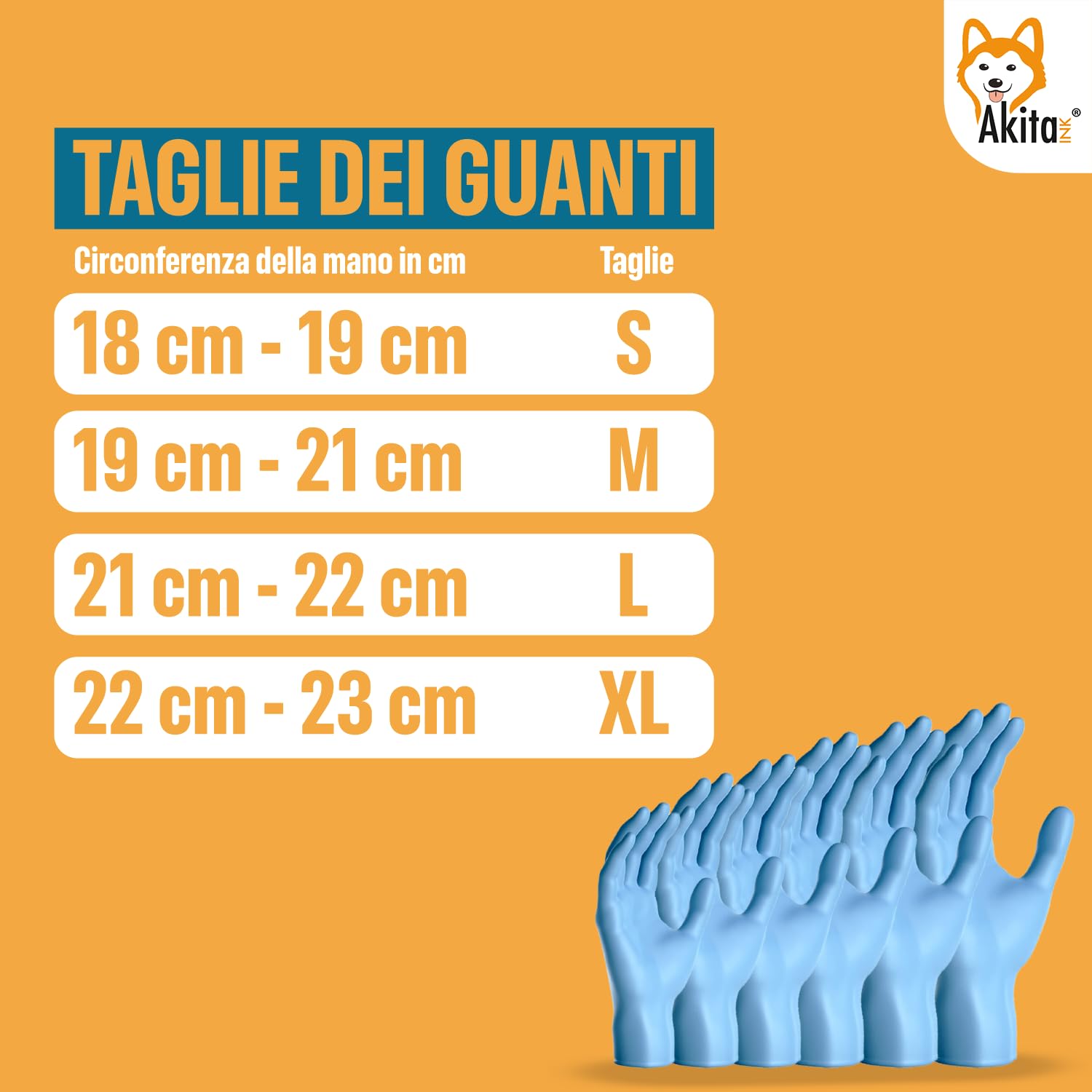 AKITAInk Guanti in Nitrile Blu senza polvere, senza lattice - Ipoallergenici, Resistenti, Ideali per Ambiti Medici e Alimentari per Estetisti, Tatuatori, Ambiti Medici, guanti per alimenti (1000, L)