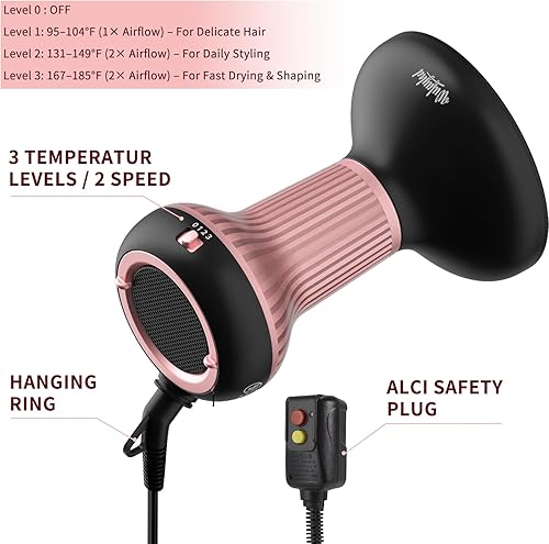 Miniatura 3 de Secador de pelo difusor para cabello rizado con tecnología de cerámica, elegancia ligera, 2 en 1, regalos para ella, reduce el encrespamiento,