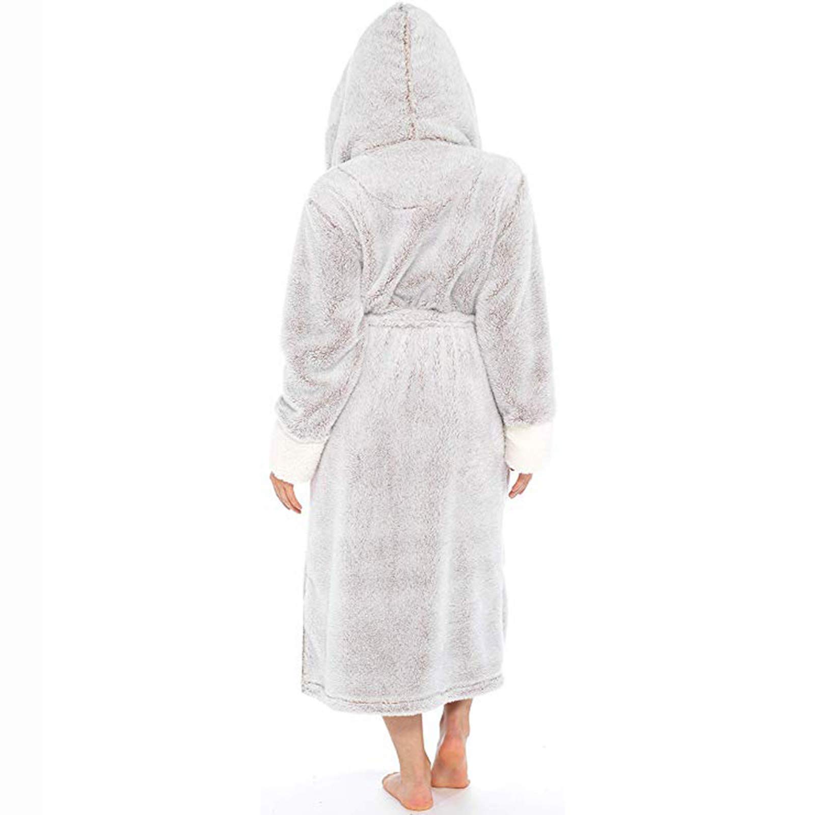 Robe De Chambre Femme Polaire Longue Grande Taille Ultra Doux Confortable Peignoir Femme A Capuche Eponge Peluche