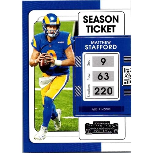 2021 Panini Contenders Season Ticket #54 Matthew Stafford Los Angeles Rams Official NFL Football Trading Card in Raw (NM or Better) Condition