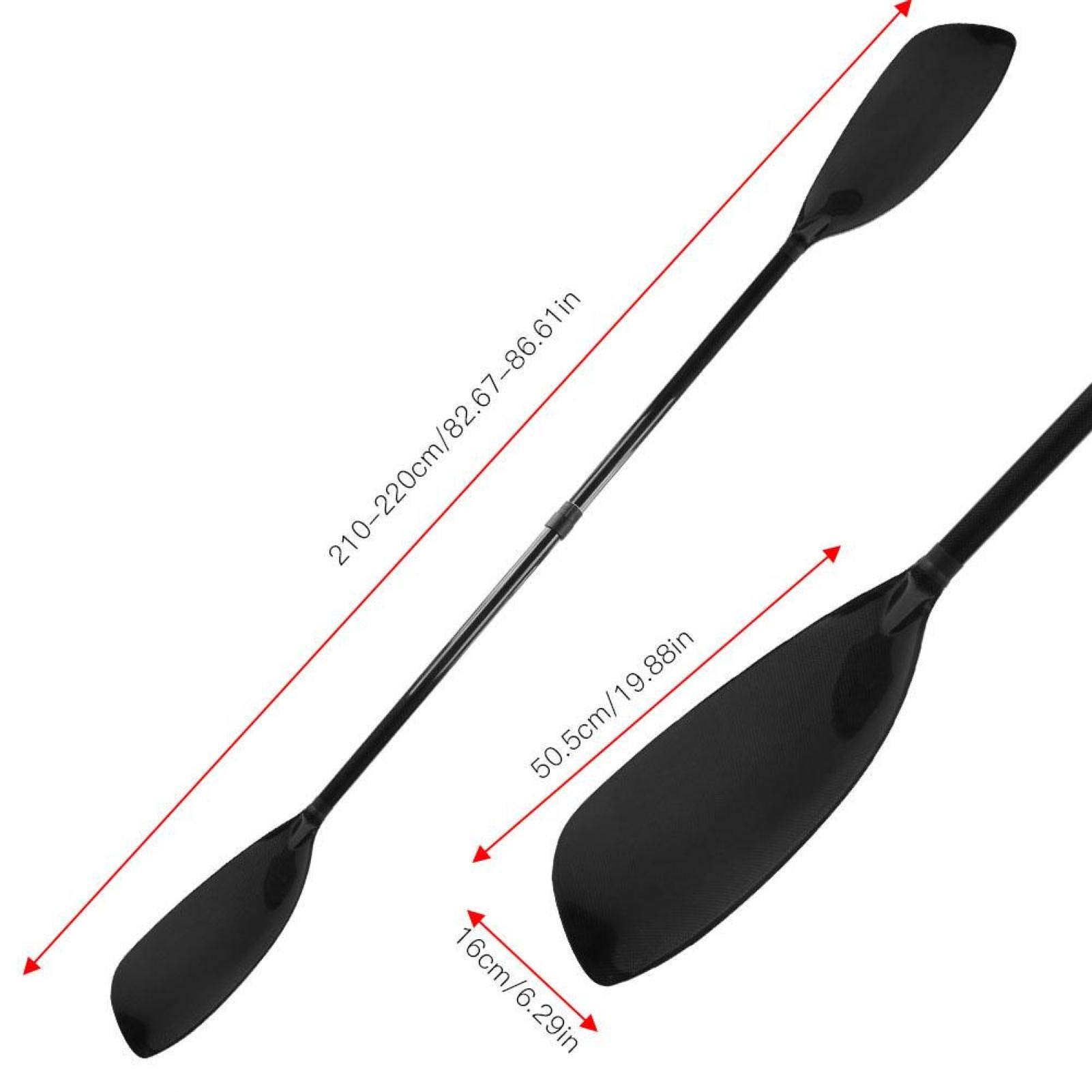 FEBT Pagaia per Canottaggio, 220 cm/86,6 Pollici, pagaia per Kayak Staccabile in Fibra di Carbonio 3K, Doppia estremità Regolabile Extra Robusta e Leggera pagaia Standup Paddle per Surf Kayak gommone