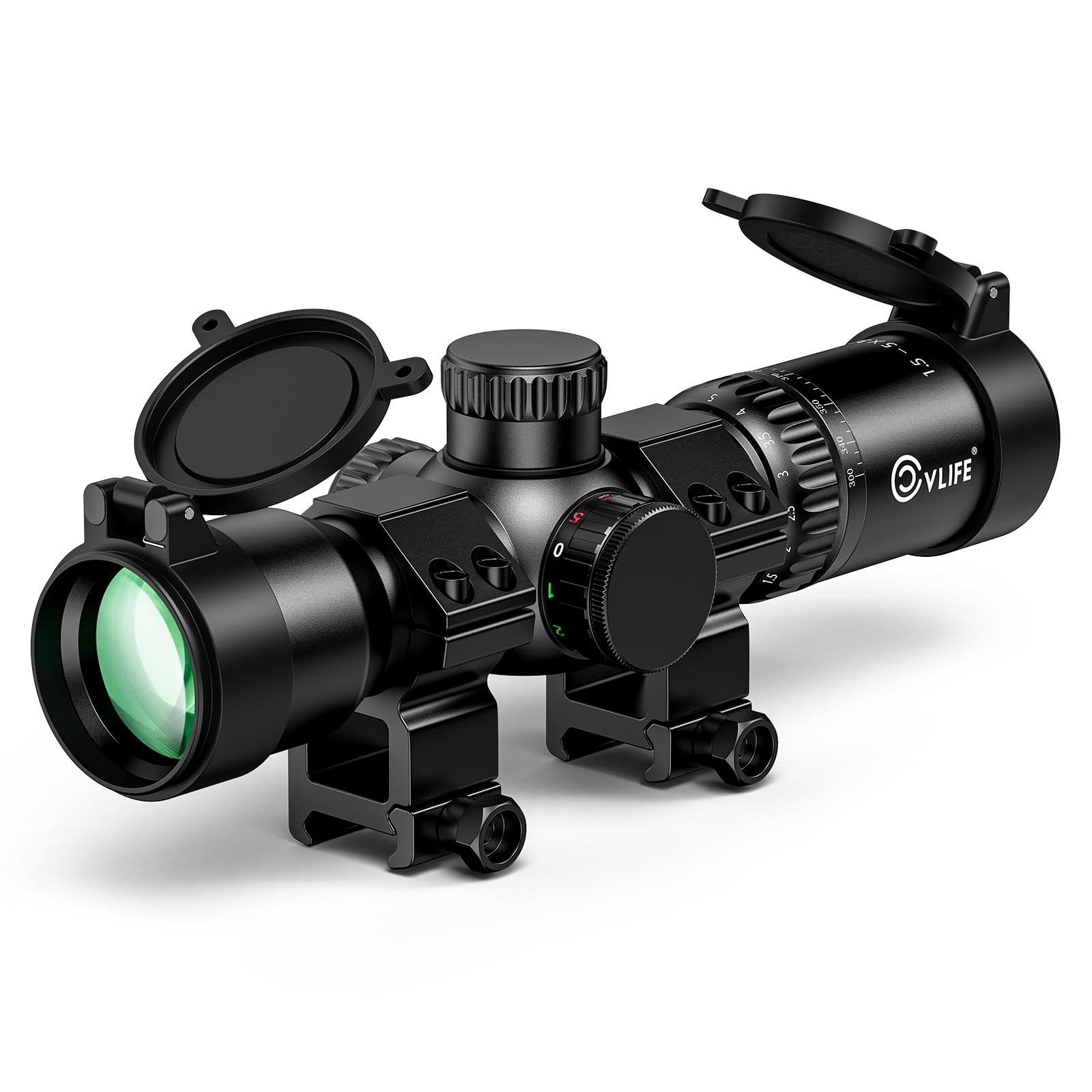 CVLIFE 1.5-5x32 Crossbow Scope, 20-100 Yards Rangefinder Ballistic Reticle, Red Green Ill…