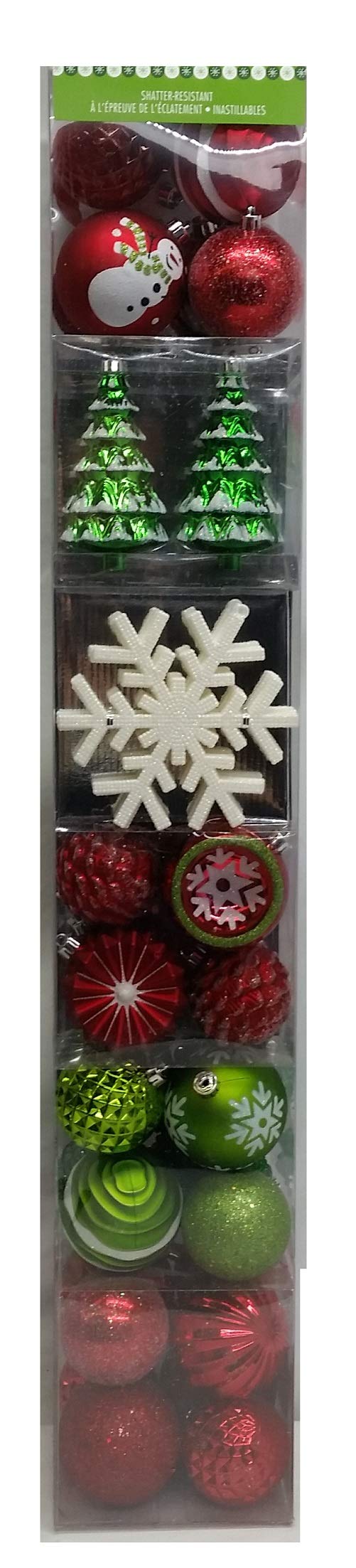 50 Shatterproof Ornaments box set - Red, Purple, Blue, Green and Olive Green main image 1