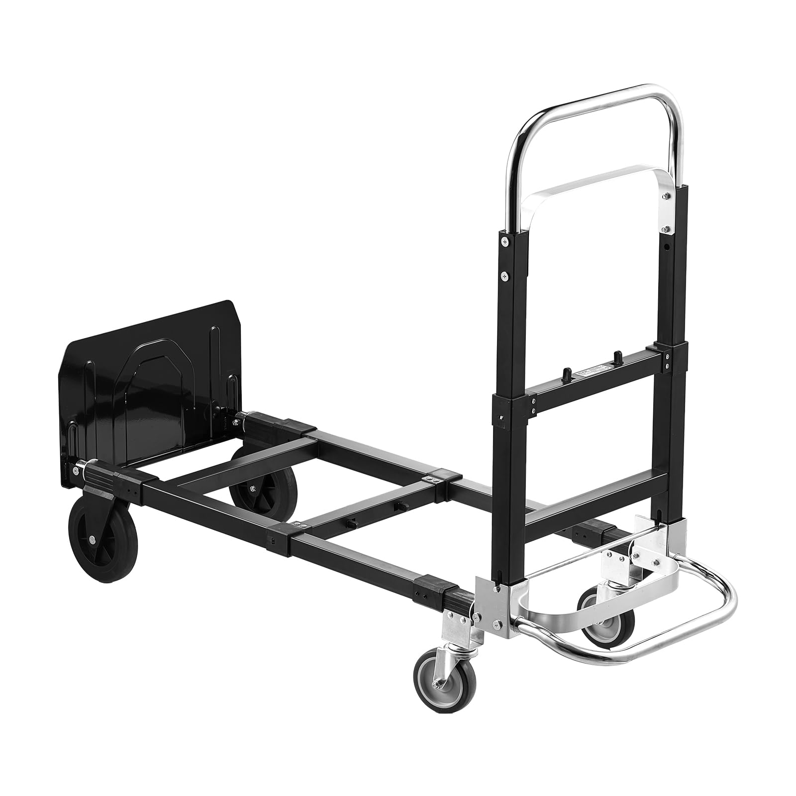 VEVOR Carrello a Mano Pieghevole, Capacità di Carico di 226,9 kg per la Modalità a 4 Ruote, Carrello a Mano Convertibile con Ruote e Maniglia Regolabile, per Traslochi di Casa, Ufficio, Magazzino