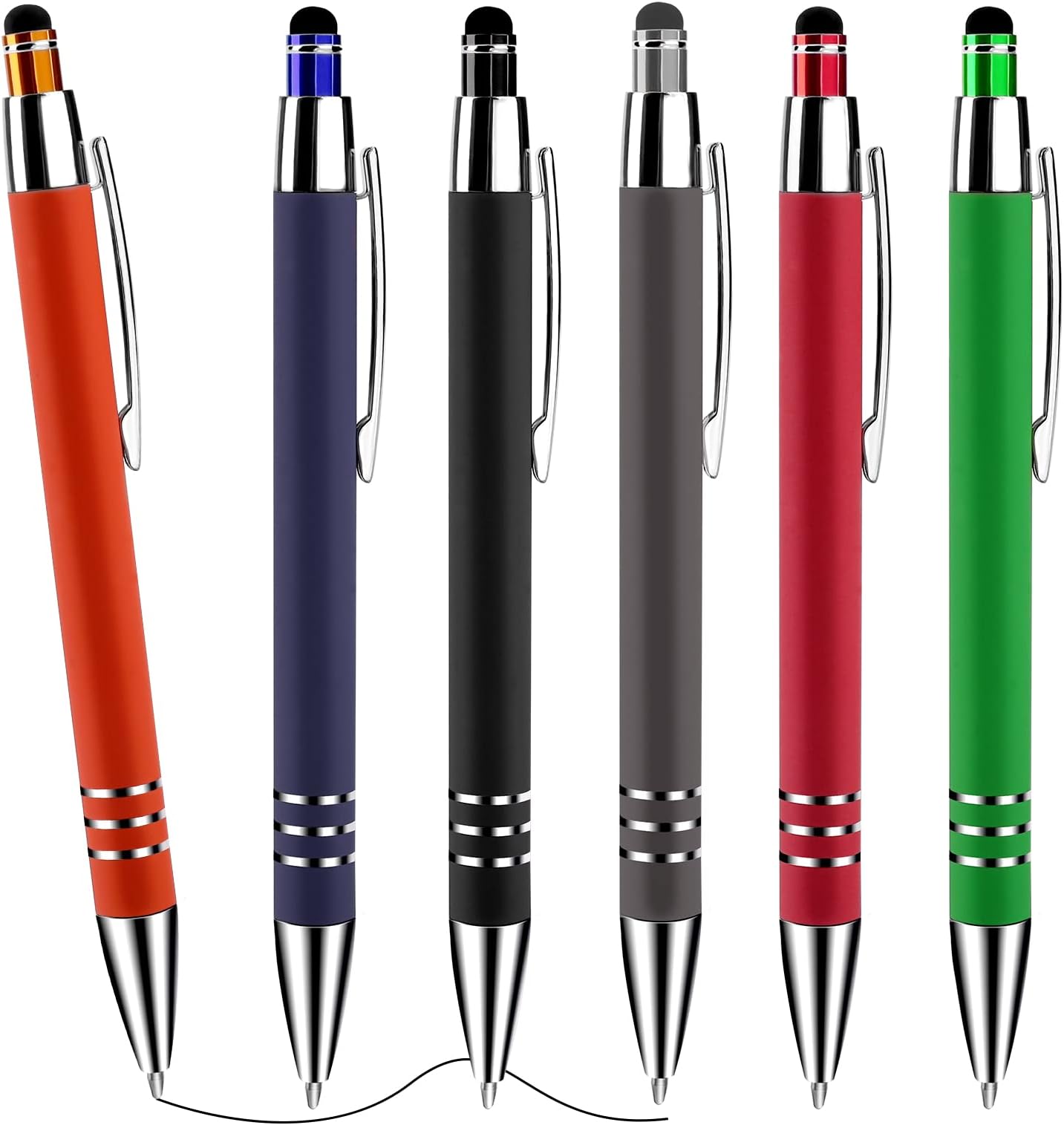 Cobee Stylus Tip Ballpoint Pens, 6 Pieces 1.0mm Retractable Medium Point Smooth Writing Pen Black Ink Metal Stylus Nice Pen for Touch Screens