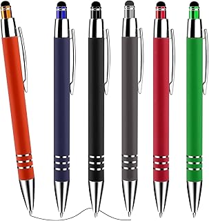 Cobee Stylus Tip Ballpoint Pens, 6 Pieces 1.0mm Retractable Ball Point Pen Medium Point Smooth Writing Pen Black Ink Metal Pen Stylus Nice Pen for Touch Screens