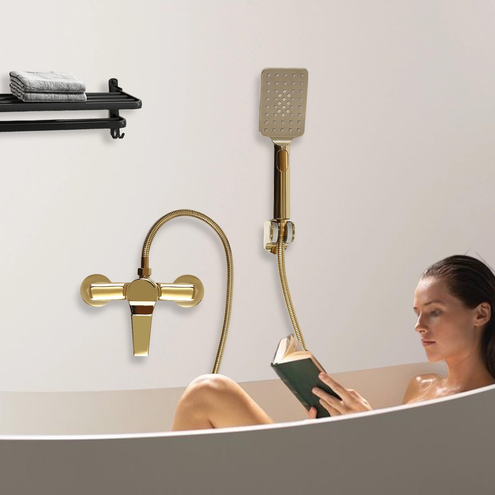 Colonne De Douche Avec Mélangeur Thermostatique Ensemble De Douche À Pluie Mural Douche À La Main Mode Chaud Et Froid Mode Double Sortie D'eau Convient Pour Salle De Bains Avec Douche Familiale Hôtel